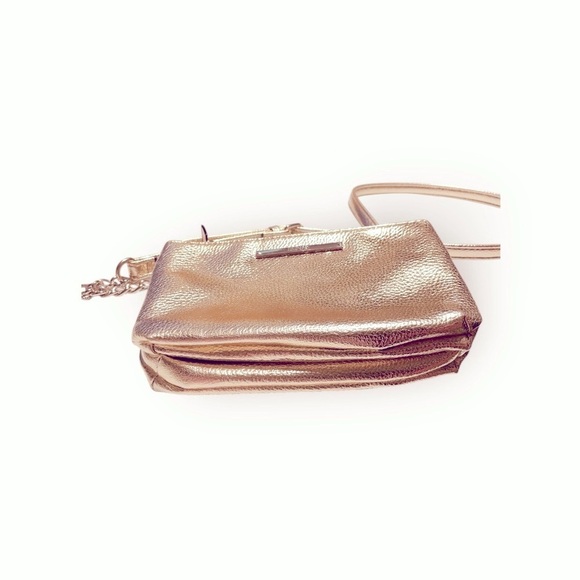 Nine West Metallic Gold Crossbody adjustable Strap bag/ Purse, party wedding - Picture 3 of 11